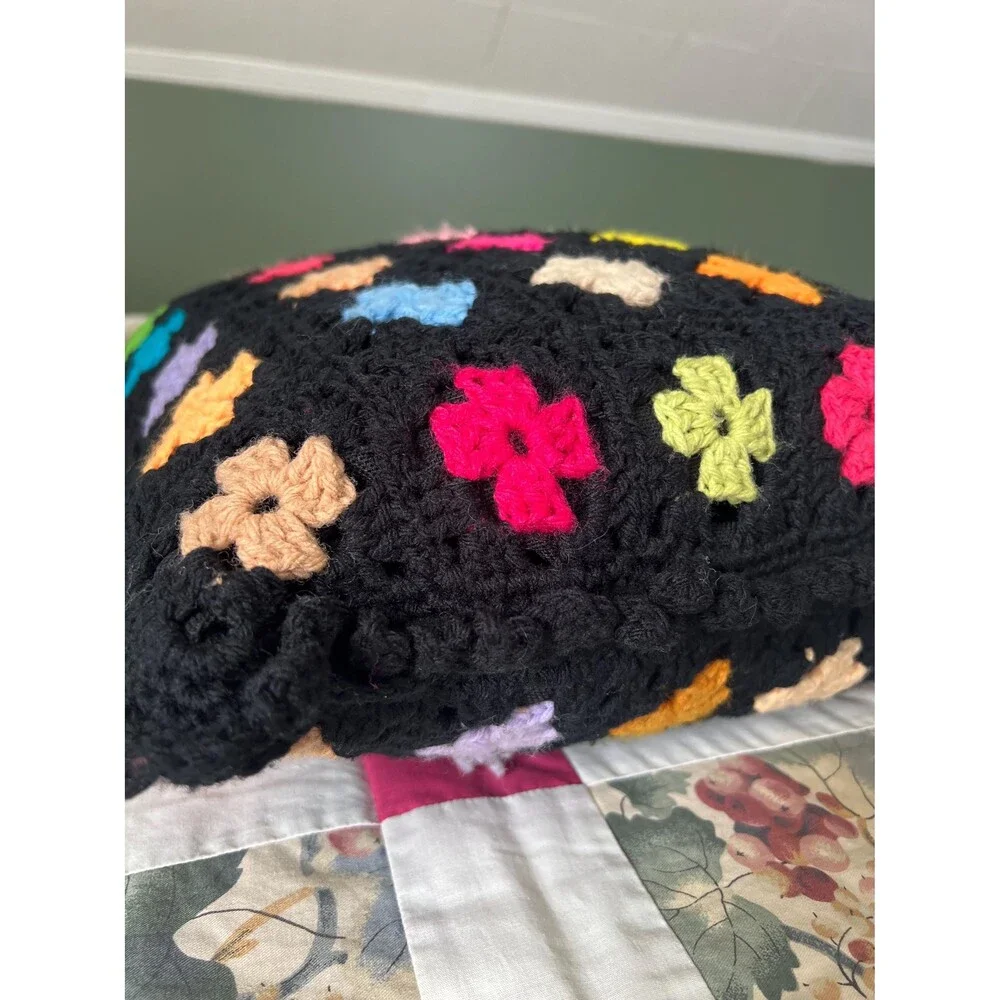 Vintage Mini Granny Square Afghan with Matching Pillow